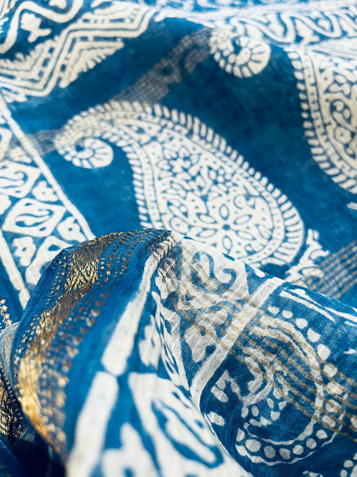 Maheshwari Indigo Handblock Sarees