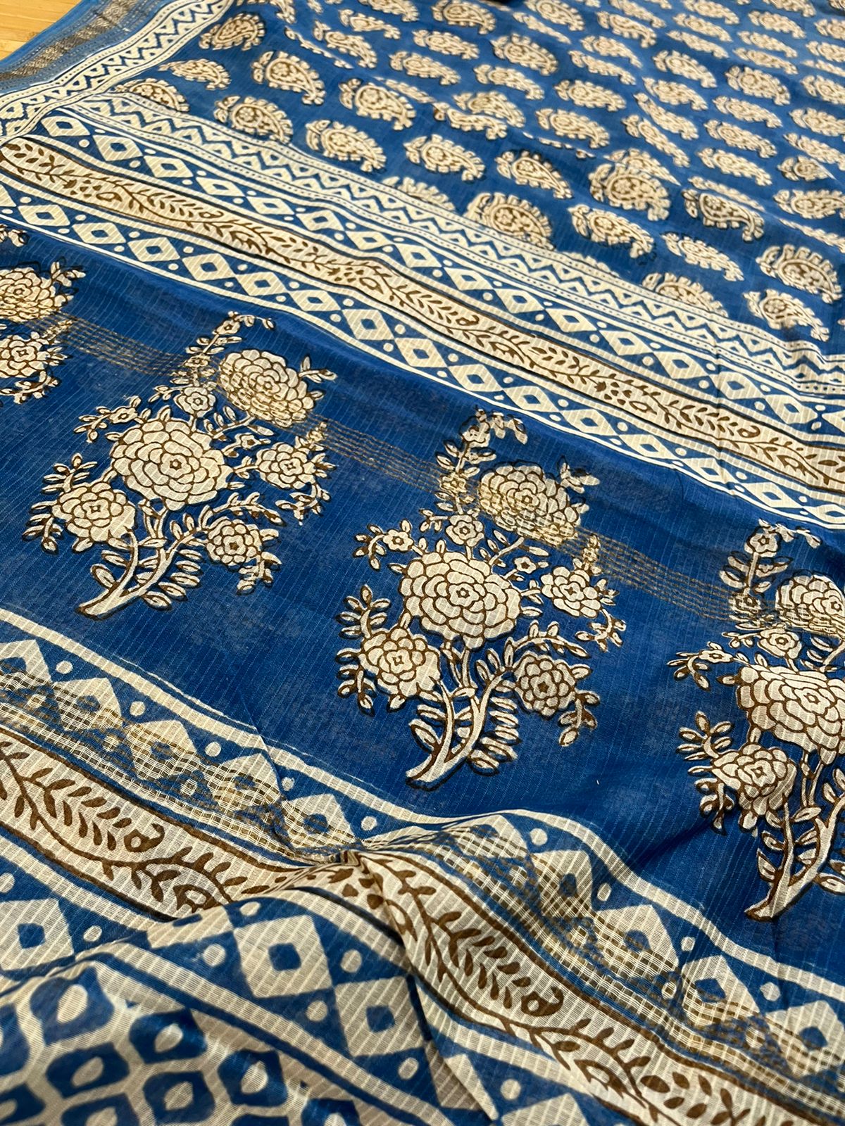 Maheshwari Indigo Handblock Sarees