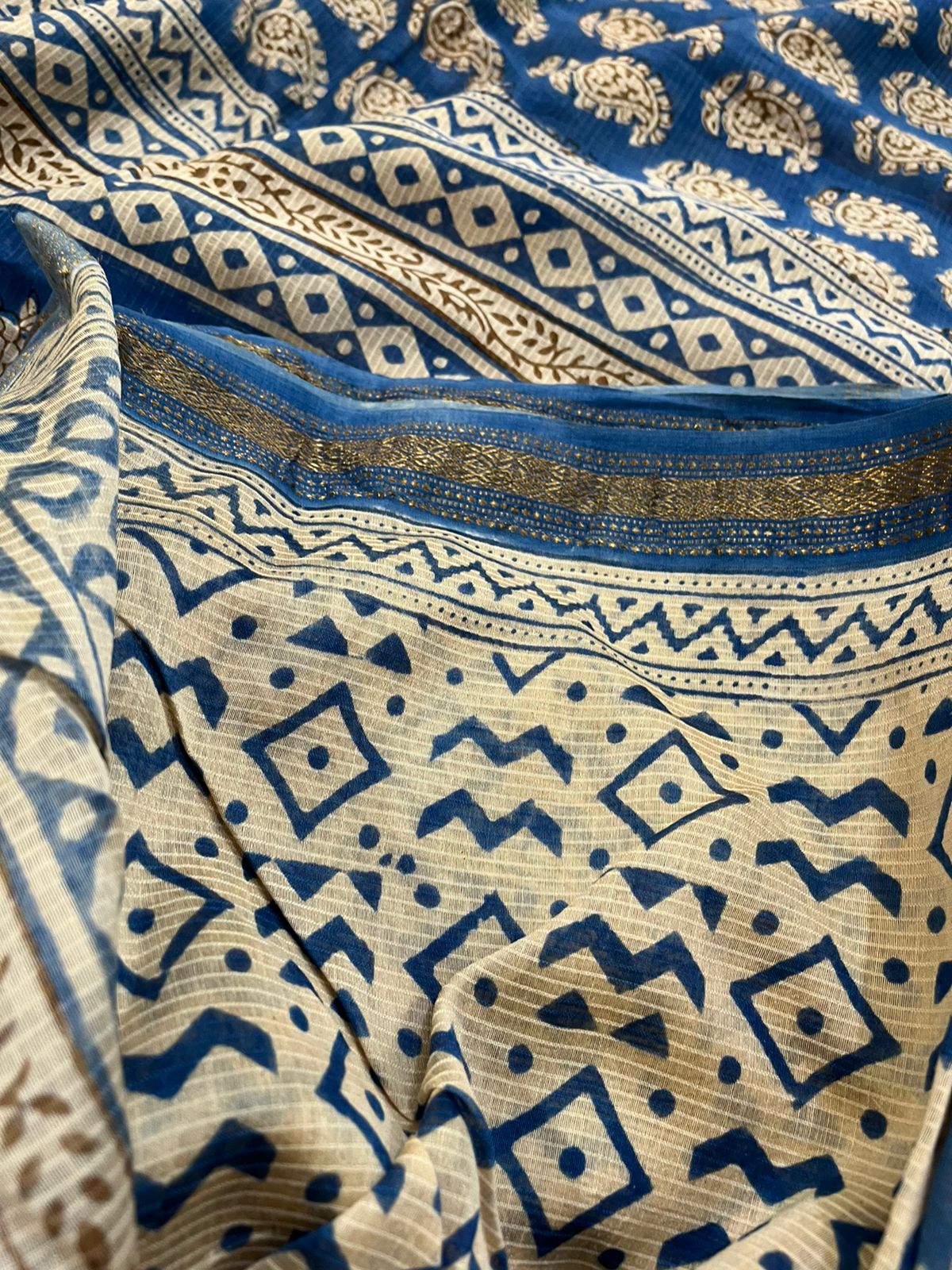 Maheshwari Indigo Handblock Sarees