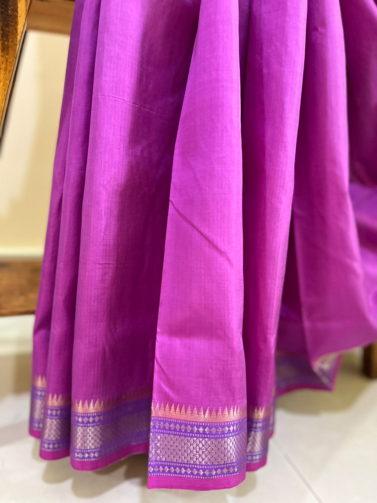 Pure Silk Handloom saree with Resham border - multicolour