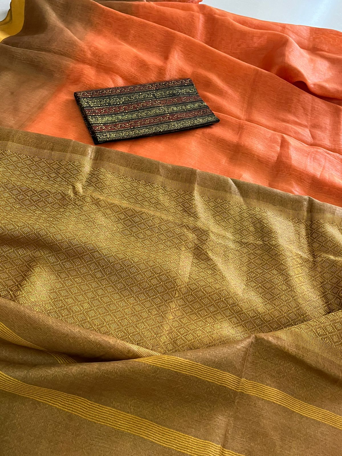 Pure Linen Tussar Saree with woven palla