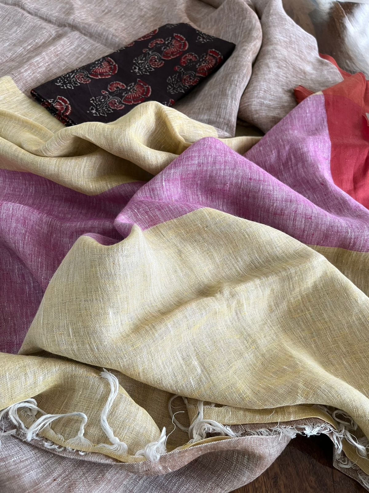 Pure Linen Saree with border