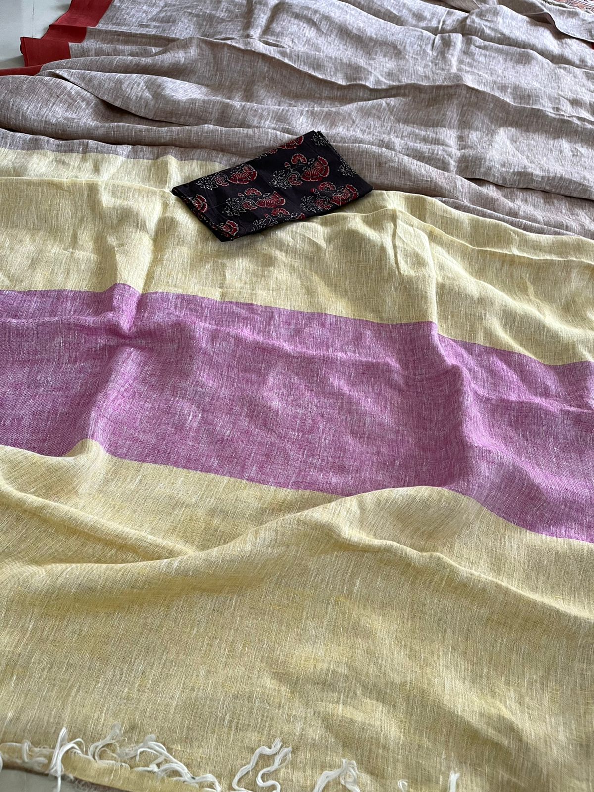 Pure Linen Saree with border