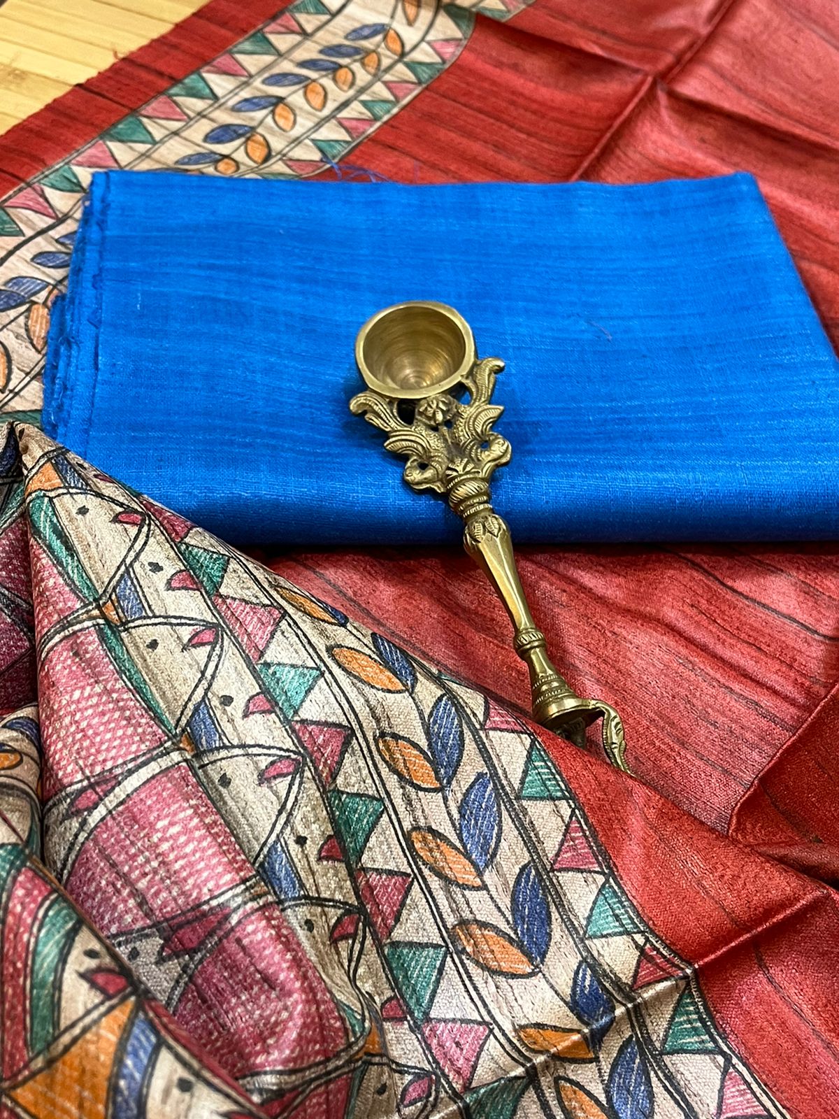 Pure Silk Hand Painted Madhubani dupatta with Pure Raw Silk Kurta