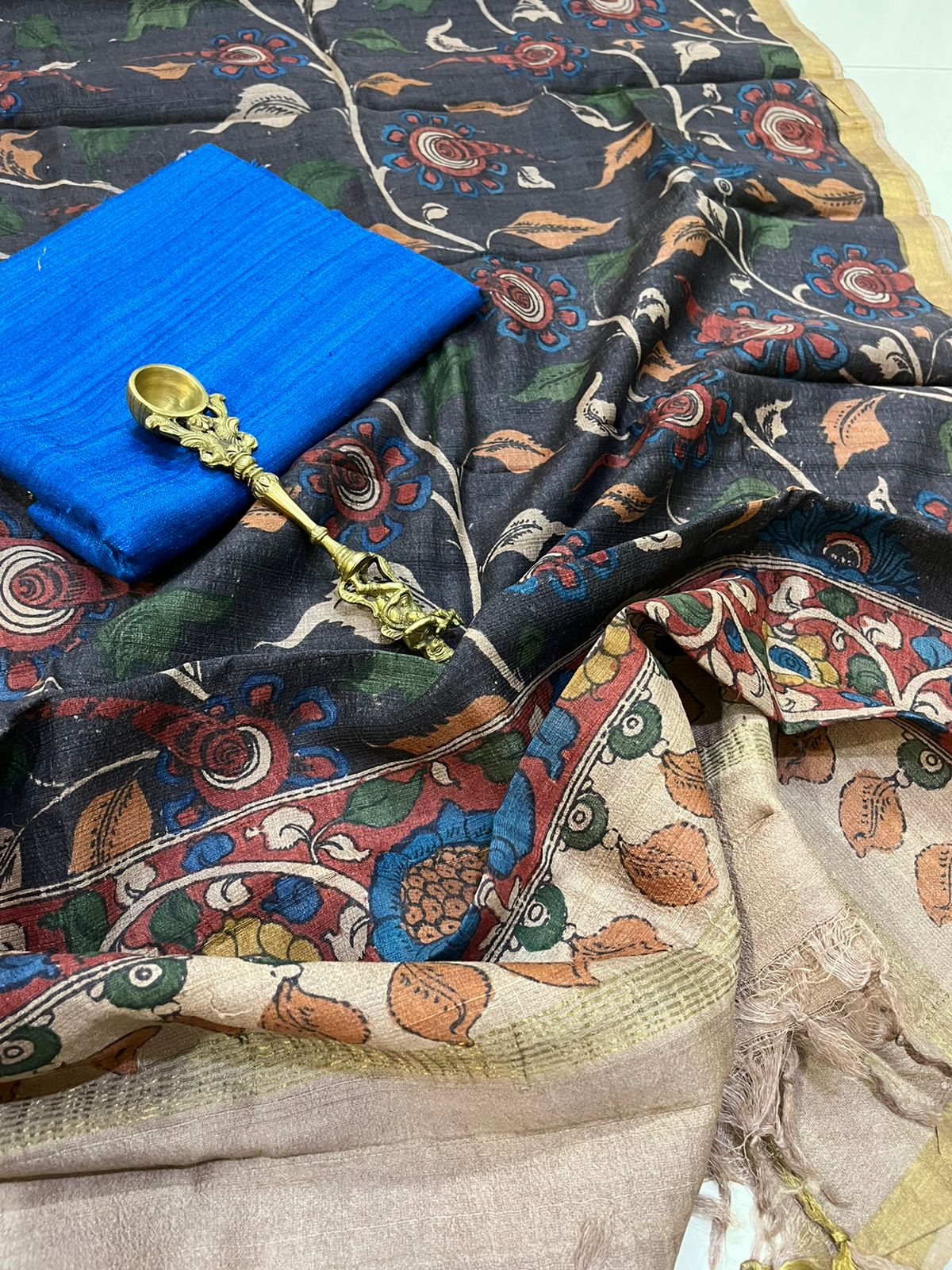 Exclusive Pure Tussar Silk Hand Kalamkari Dupattas with Pure Raw Silk Kurtas