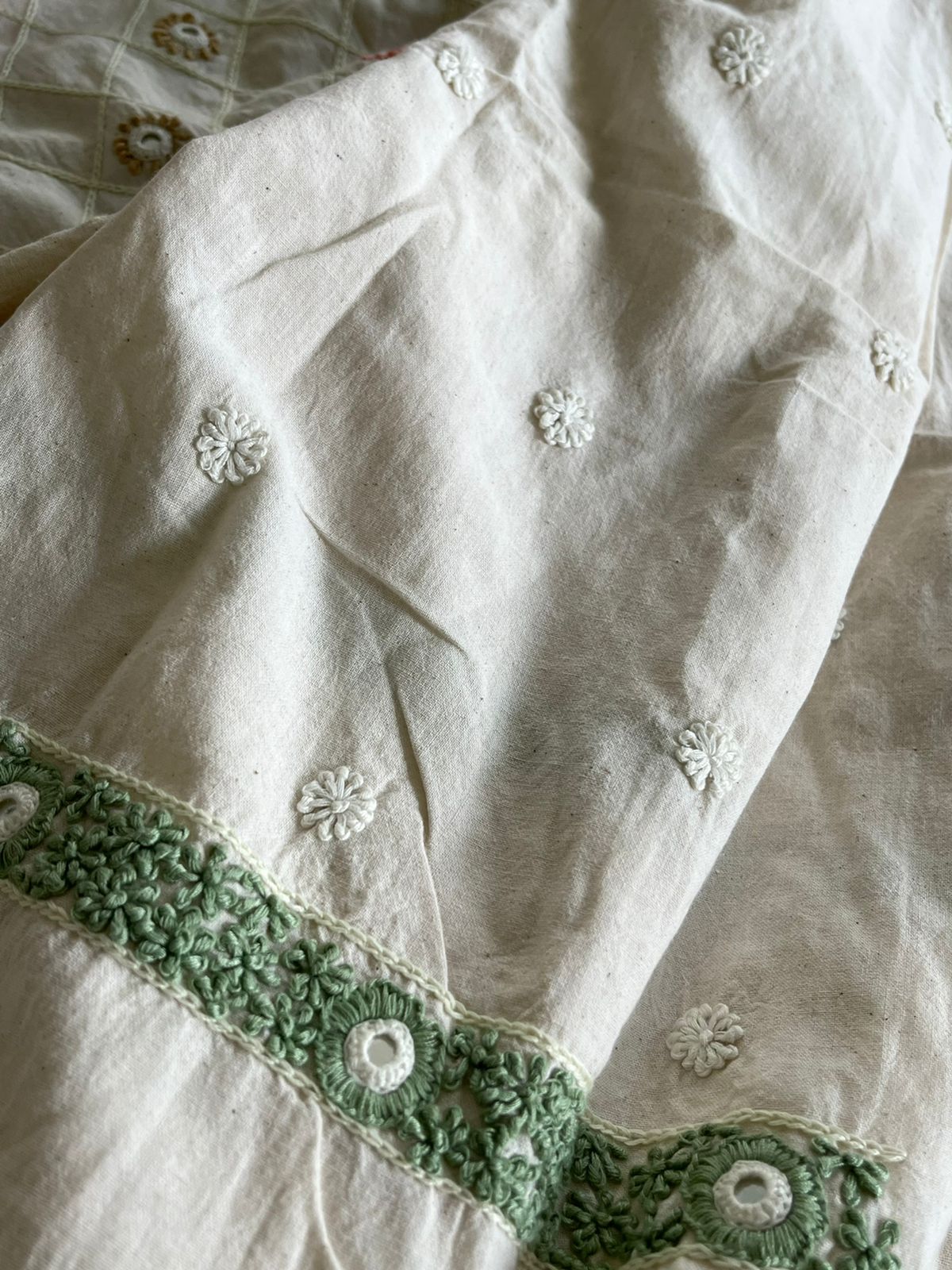 Beautiful Handloom cotton Kurtas with Hand Mirror work and kutch embroidery