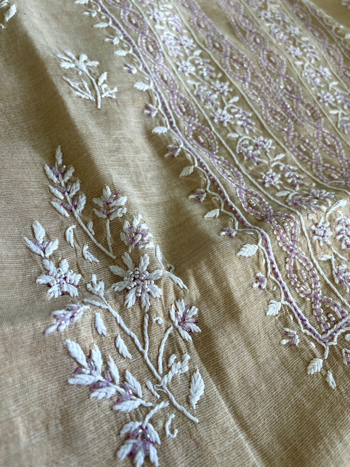 Very intricately handcrafted Pure cotton Tissue Kurta Dupatta Sets