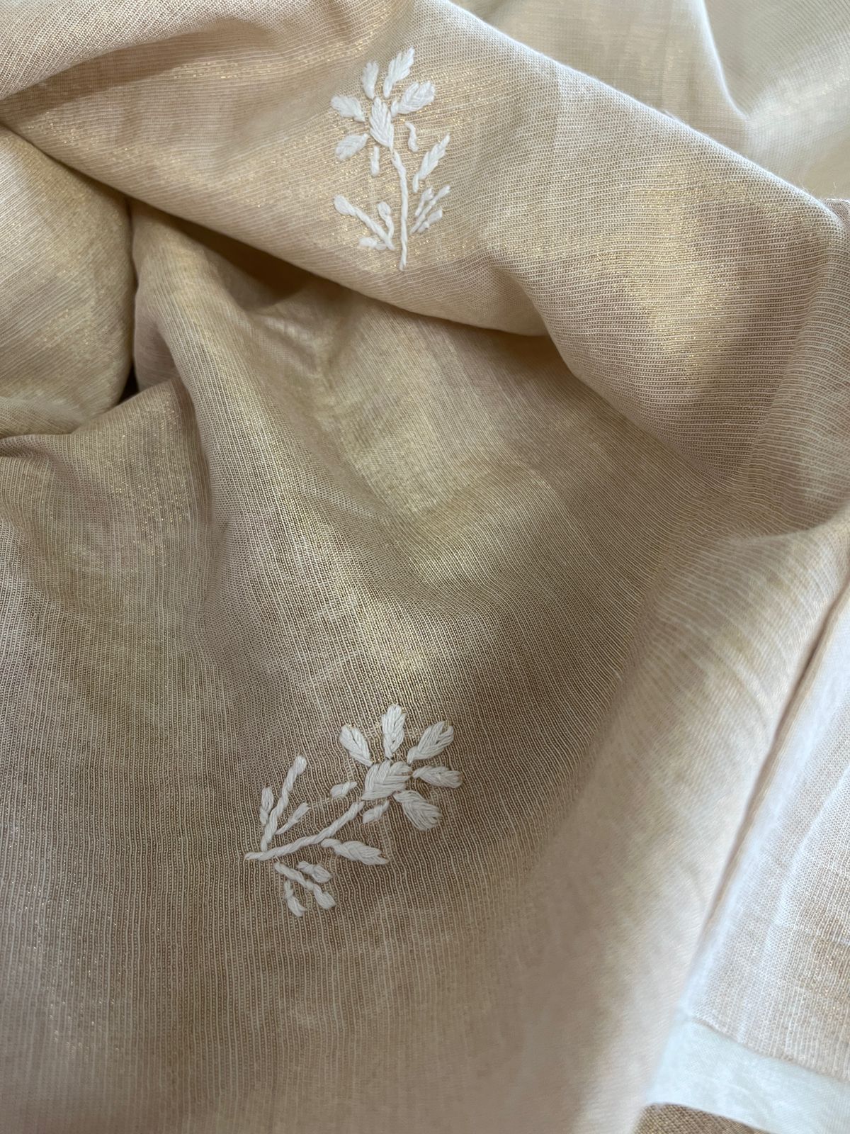 Very intricately handcrafted Pure cotton Tissue Kurta Dupatta Sets