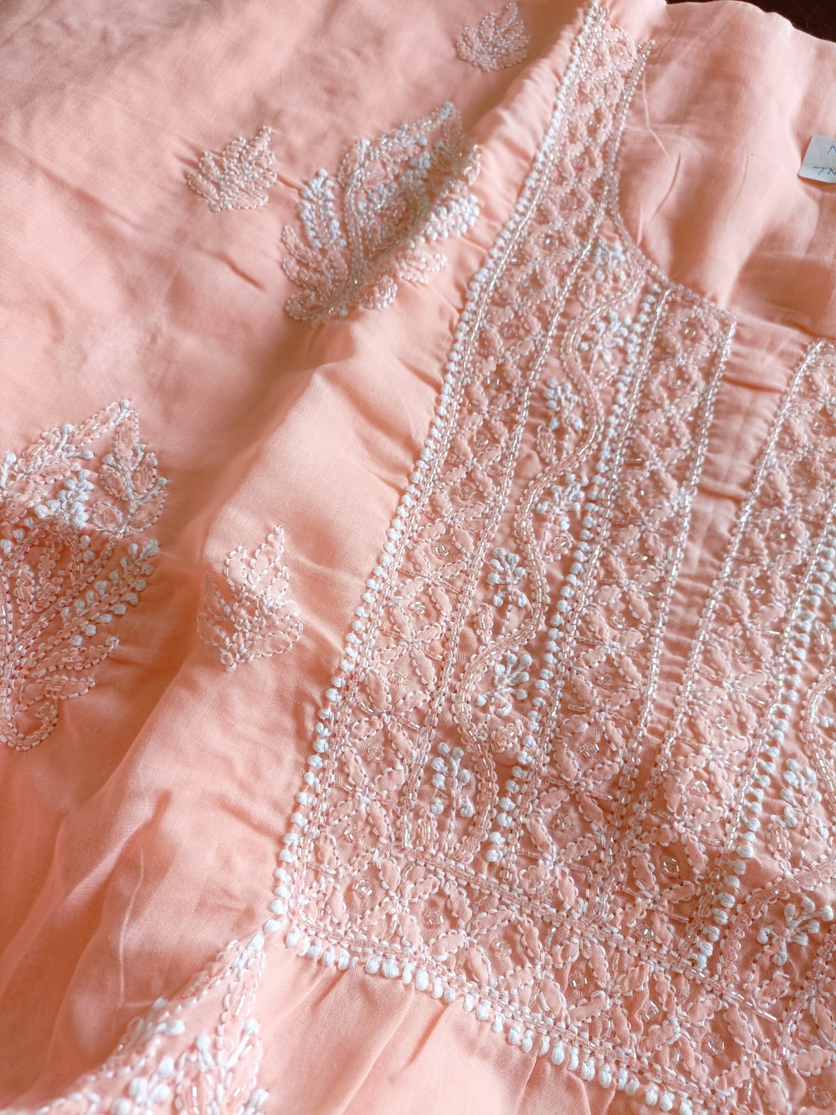 Pure cotton hand embroidered Chikankari unstitched kurta