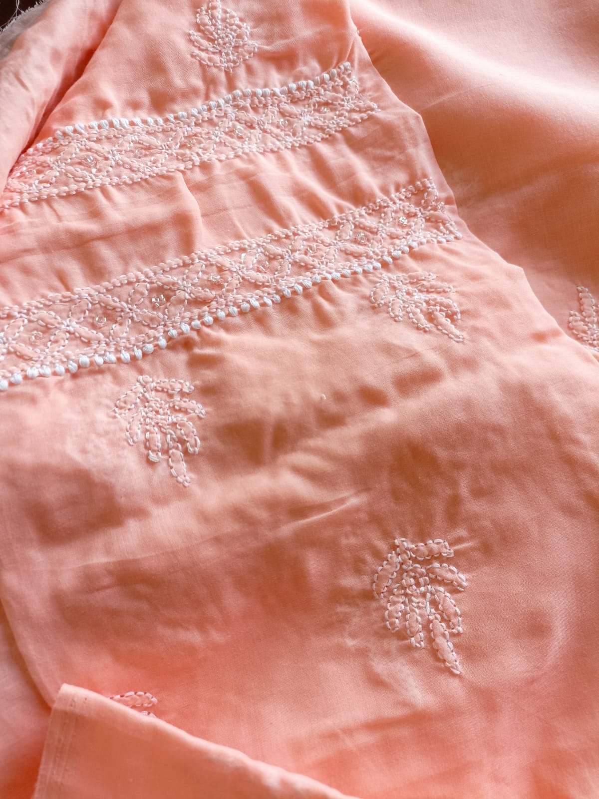 Pure cotton hand embroidered Chikankari unstitched kurta