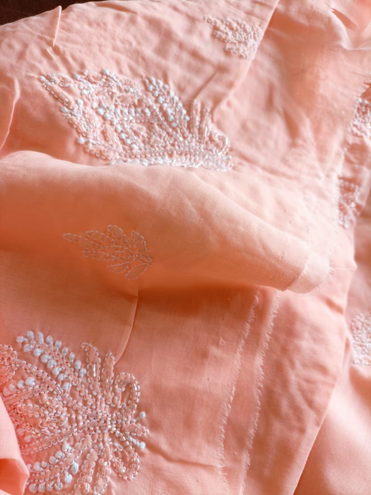 Pure cotton hand embroidered Chikankari unstitched kurta