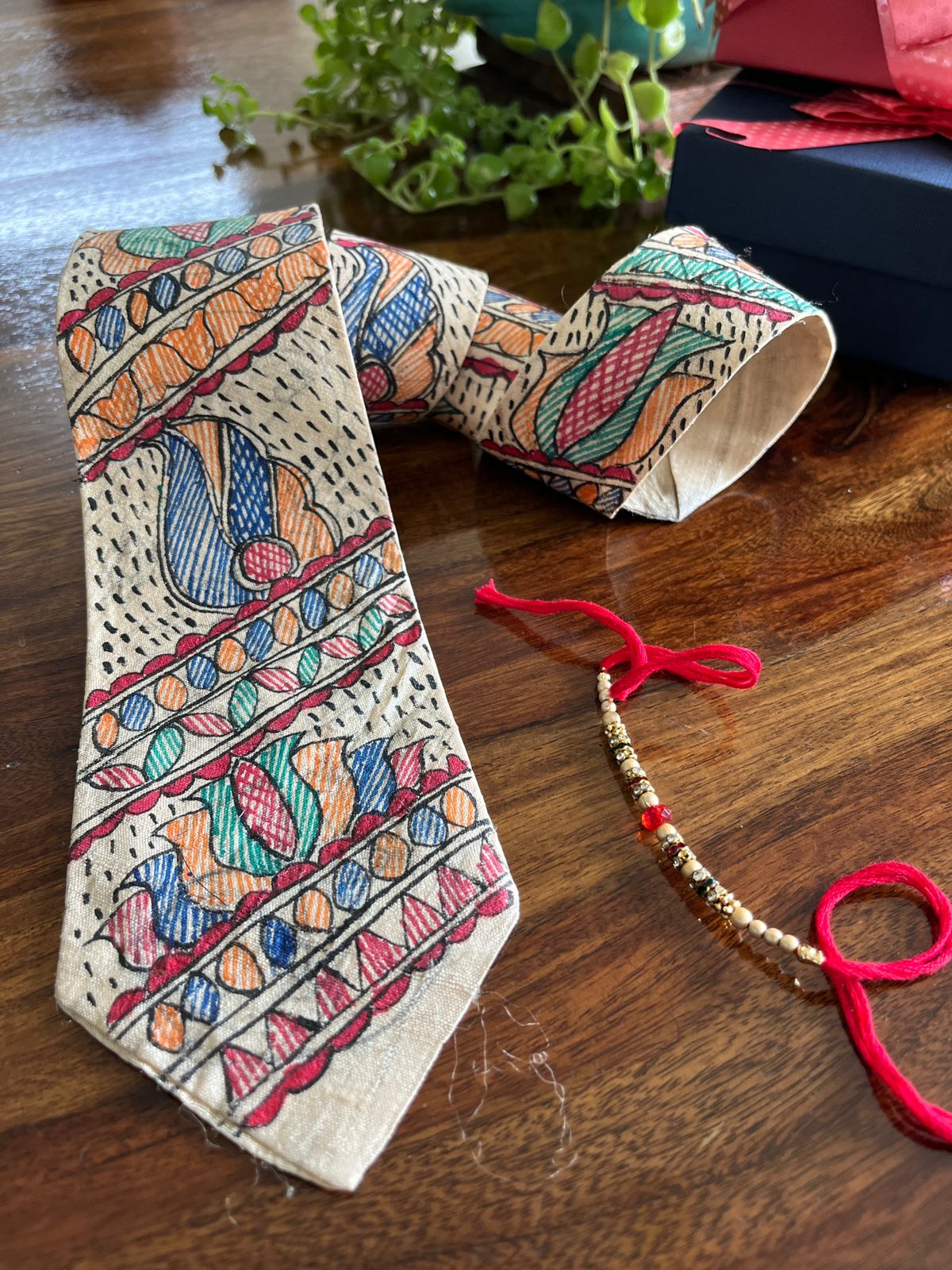 Pure Silk Handpainted Madhubani Tie