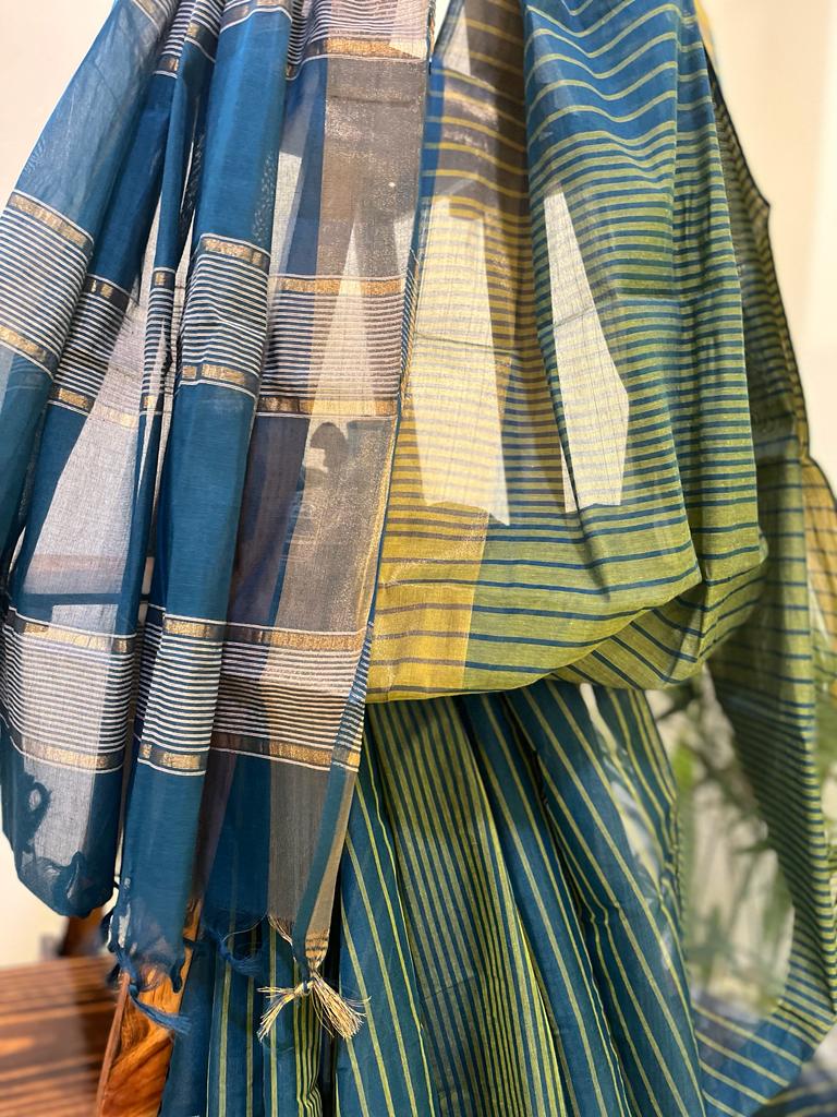 Beautiful handwoven Banana Cotton Silk Saree
