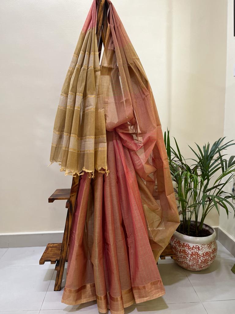 Beautiful handwoven Banana Cotton Silk Saree