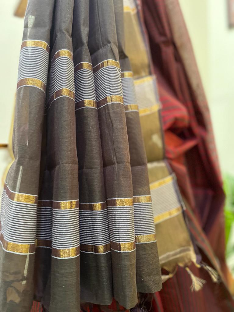 Beautiful handwoven Banana Cotton Silk Saree