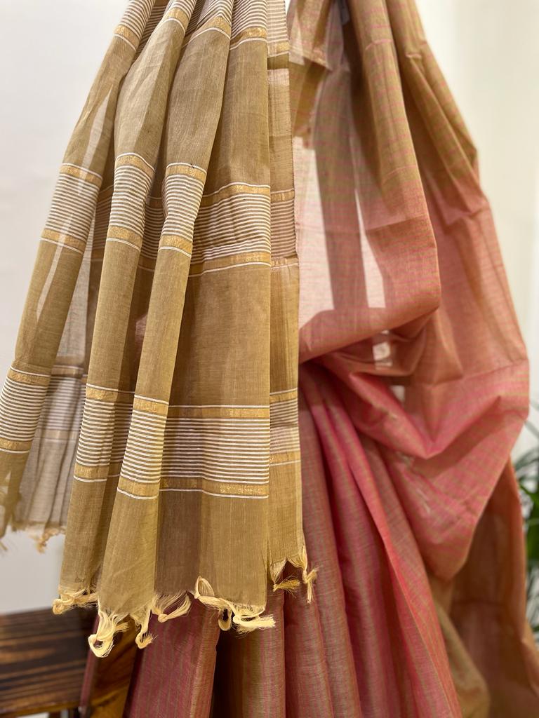 Beautiful handwoven Banana Cotton Silk Saree