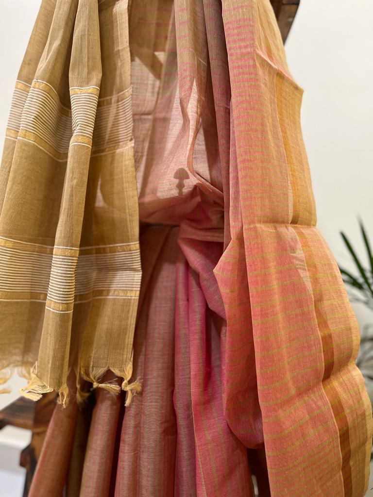 Beautiful handwoven Banana Cotton Silk Saree