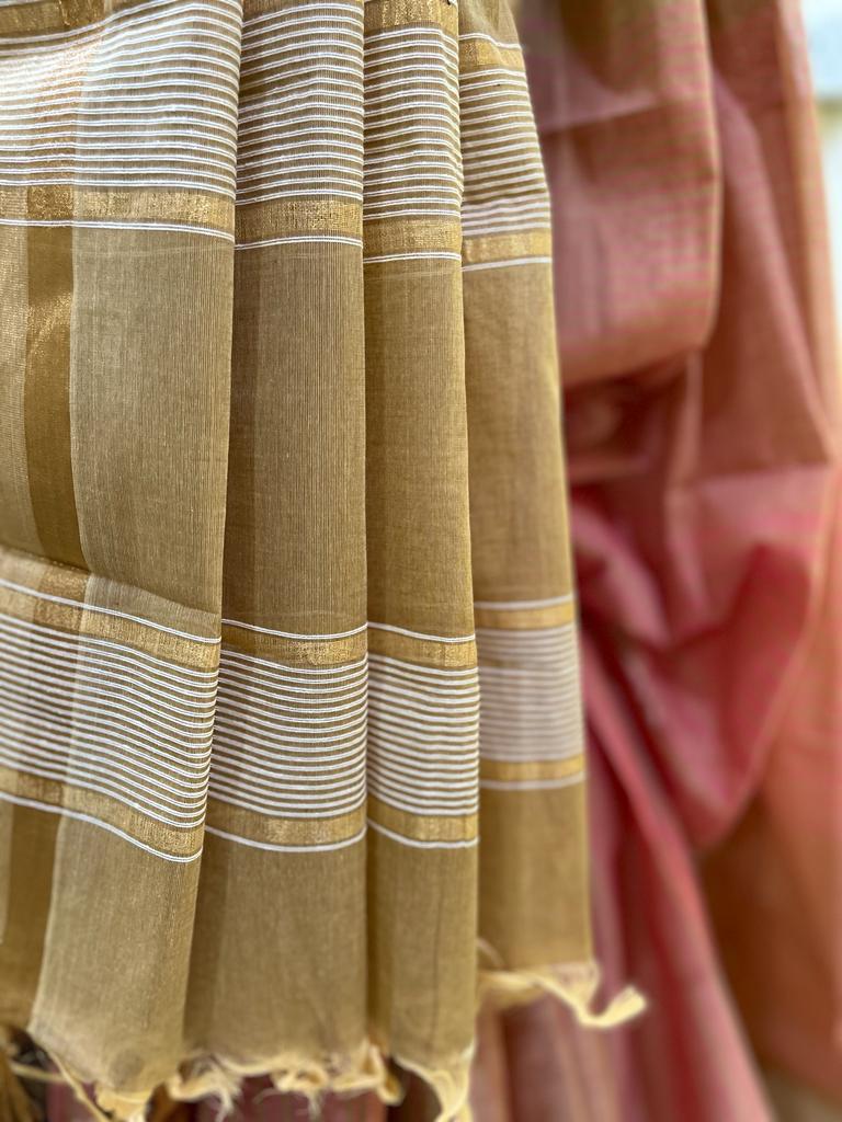 Beautiful handwoven Banana Cotton Silk Saree