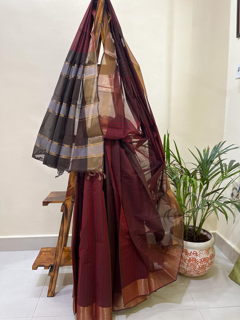 Beautiful handwoven Banana Cotton Silk Saree