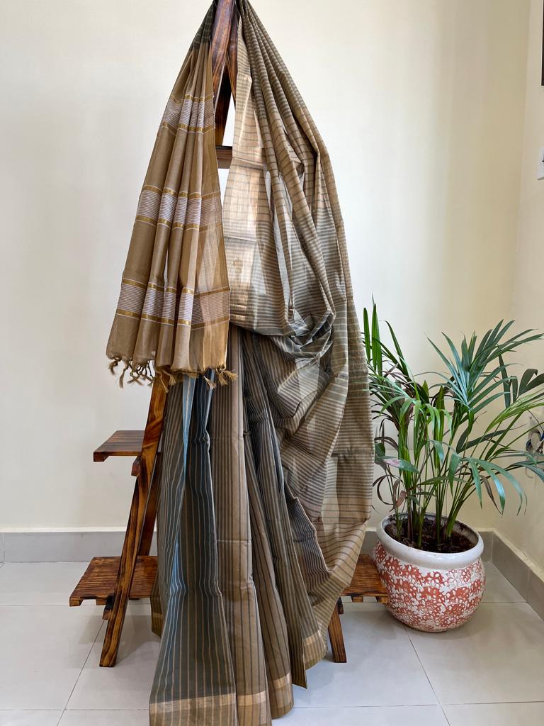Beautiful handwoven Banana Cotton Silk Saree
