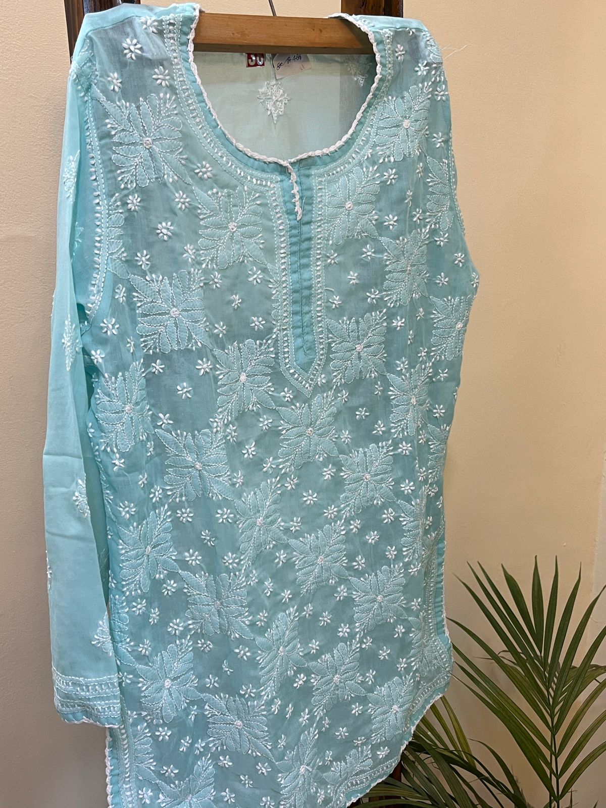 Short TopKurti - Pure Mul cotton hand embroidered Chikankari