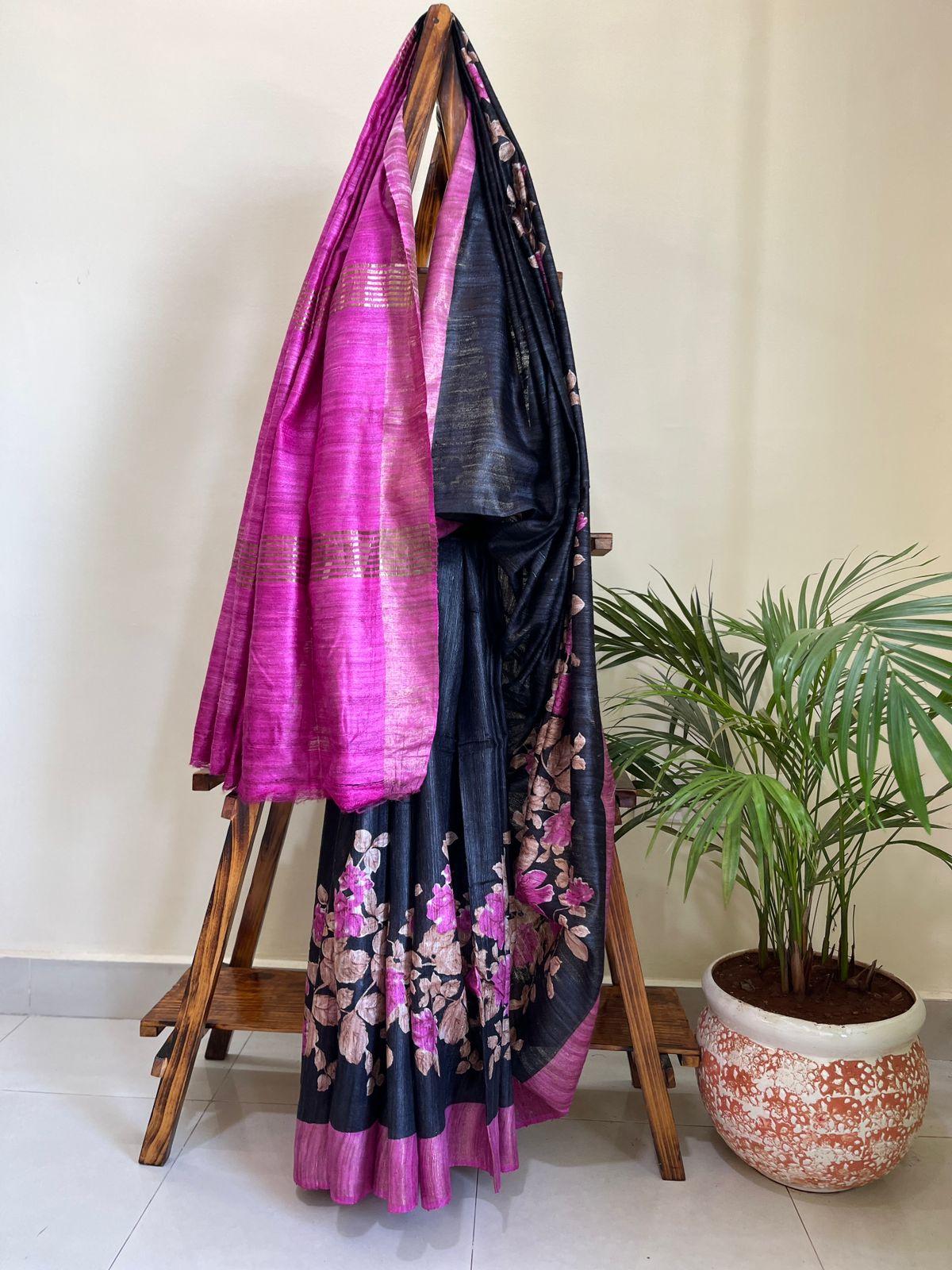 Pure Tussar Geecha Silk printed Sarees with zari border