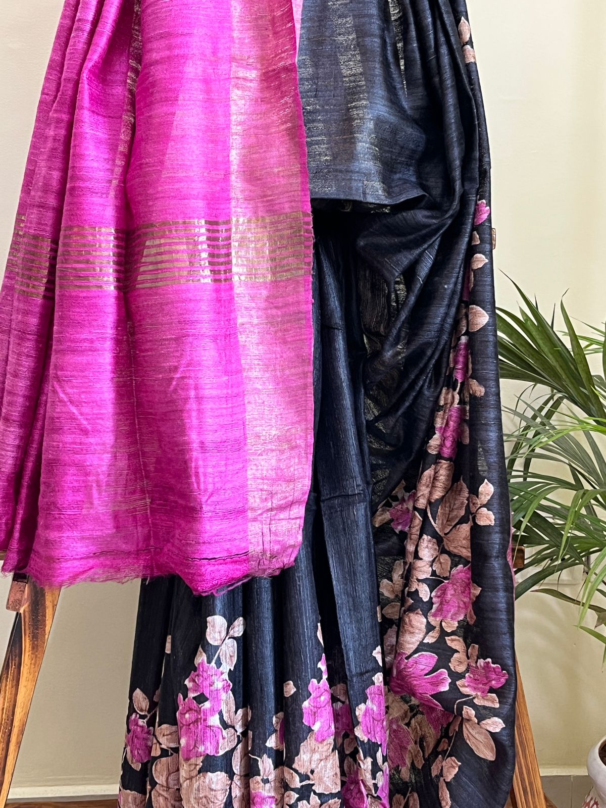 Pure Tussar Geecha Silk printed Sarees with zari border