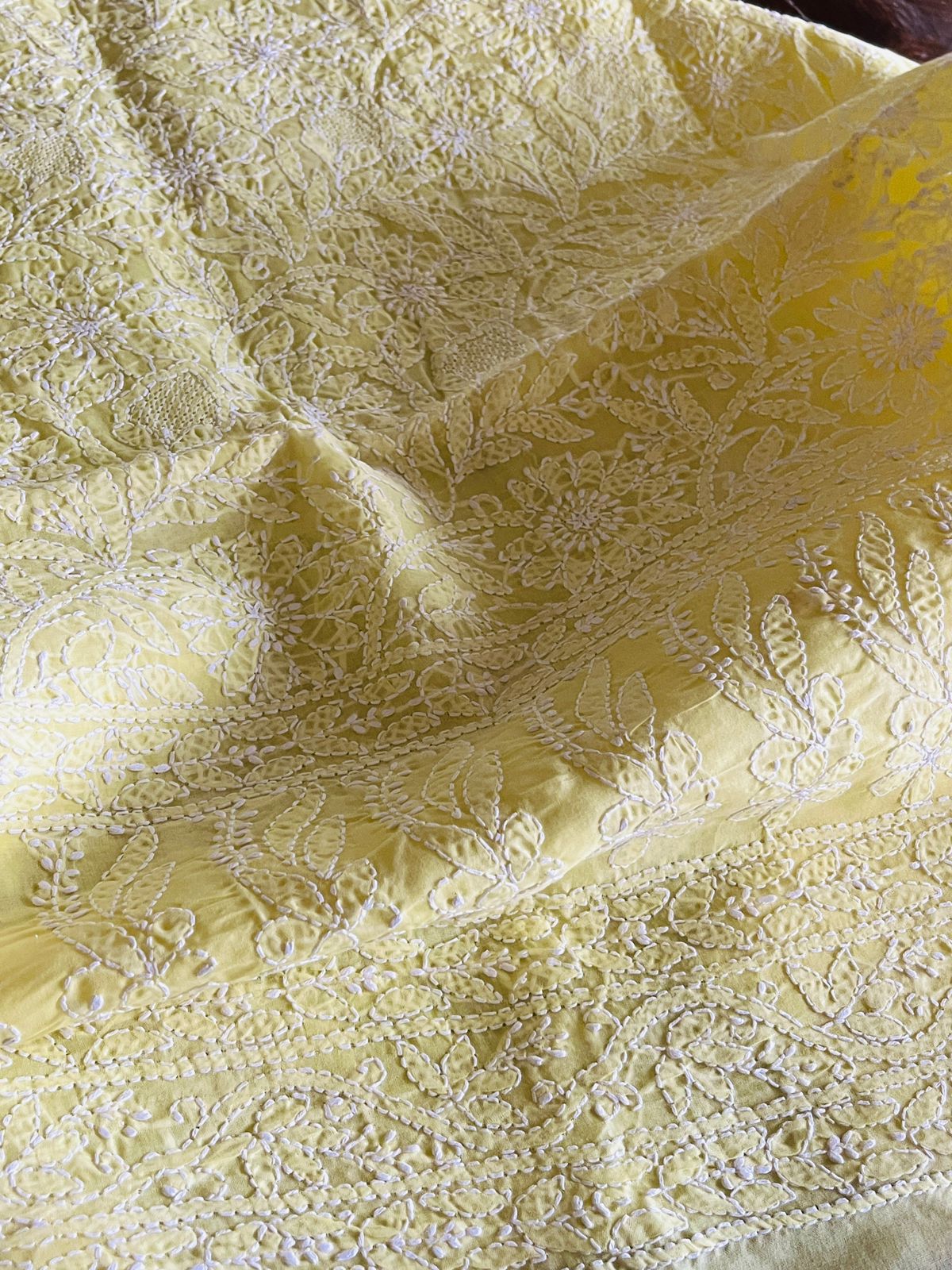 Hand embroidered Chikankari Kurta - Pastel Yellow