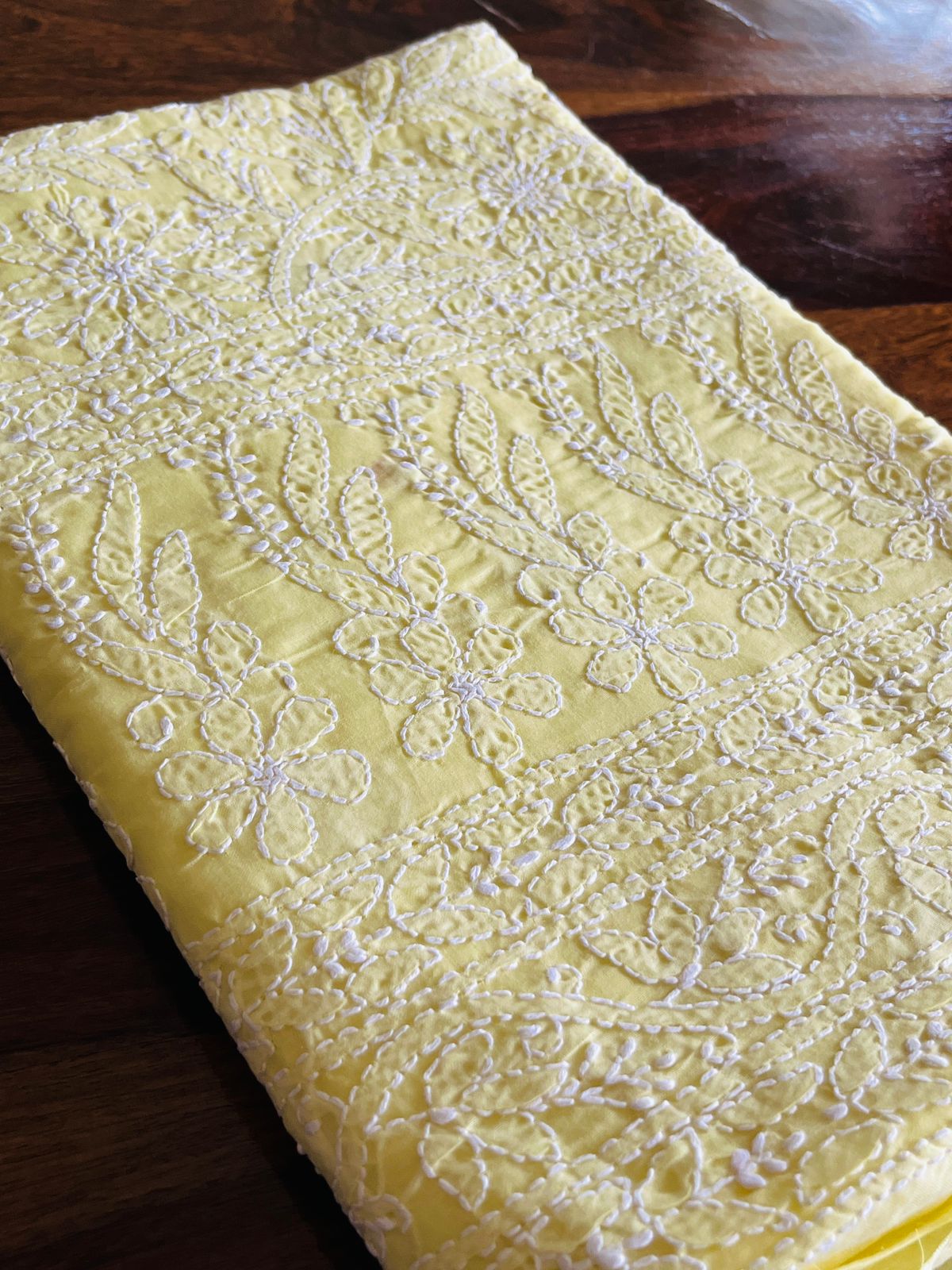 Hand embroidered Chikankari Kurta - Pastel Yellow