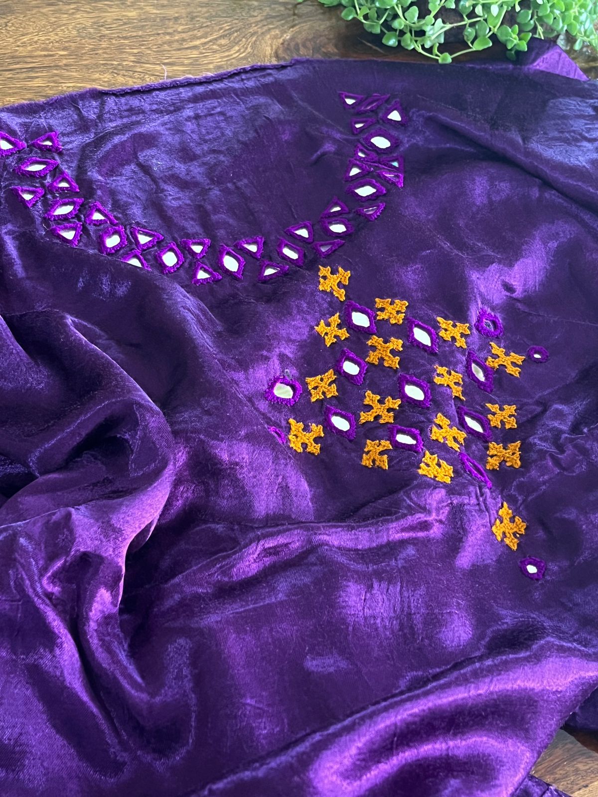 Mirror work embroidery Kurta from Kutch on Mashru Silk