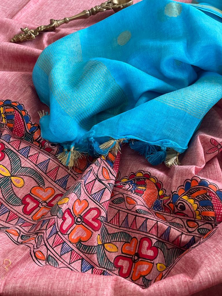 Beautiful and elegant Pure cotton Handpainted Madhubani Kurta Sets