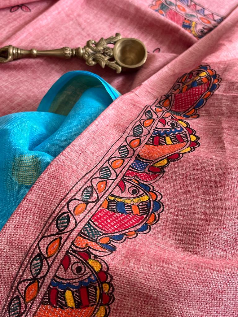 Beautiful and elegant Pure cotton Handpainted Madhubani Kurta Sets