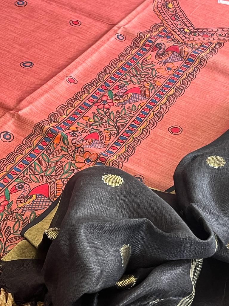 Beautiful and elegant Pure cotton silk Handpainted Madhubani Kurta Sets