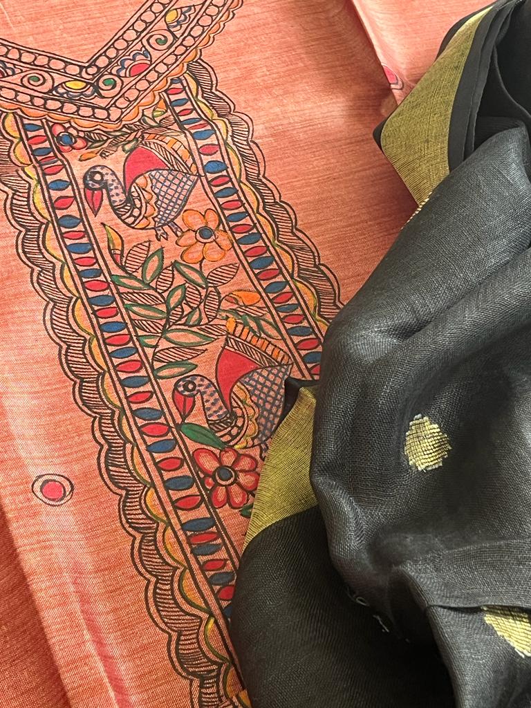 Beautiful and elegant Pure cotton silk Handpainted Madhubani Kurta Sets