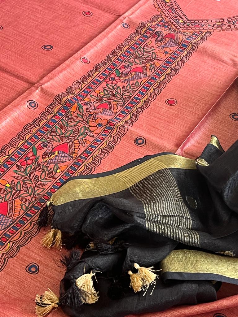 Beautiful and elegant Pure cotton silk Handpainted Madhubani Kurta Sets