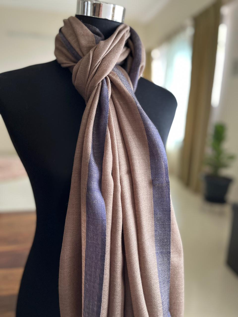 Beautiful Pure Wool Stole with thin contrast border