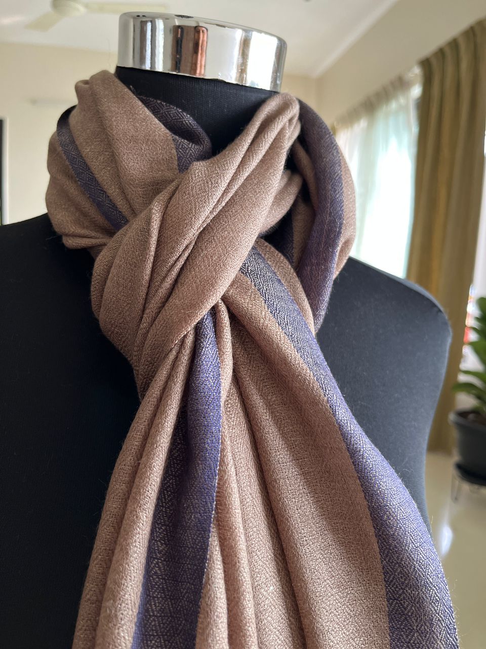 Beautiful Pure Wool Stole with thin contrast border