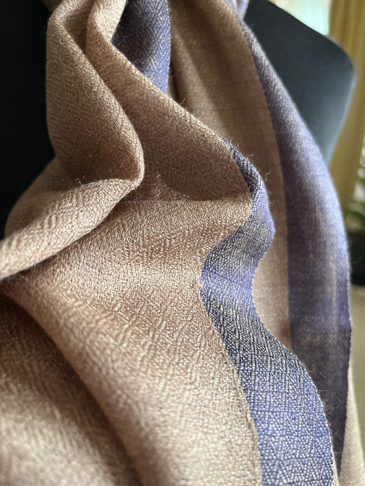 Beautiful Pure Wool Stole with thin contrast border