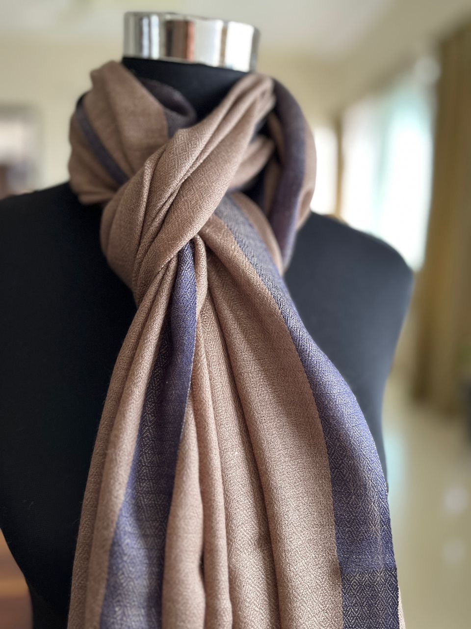 Beautiful Pure Wool Stole with thin contrast border
