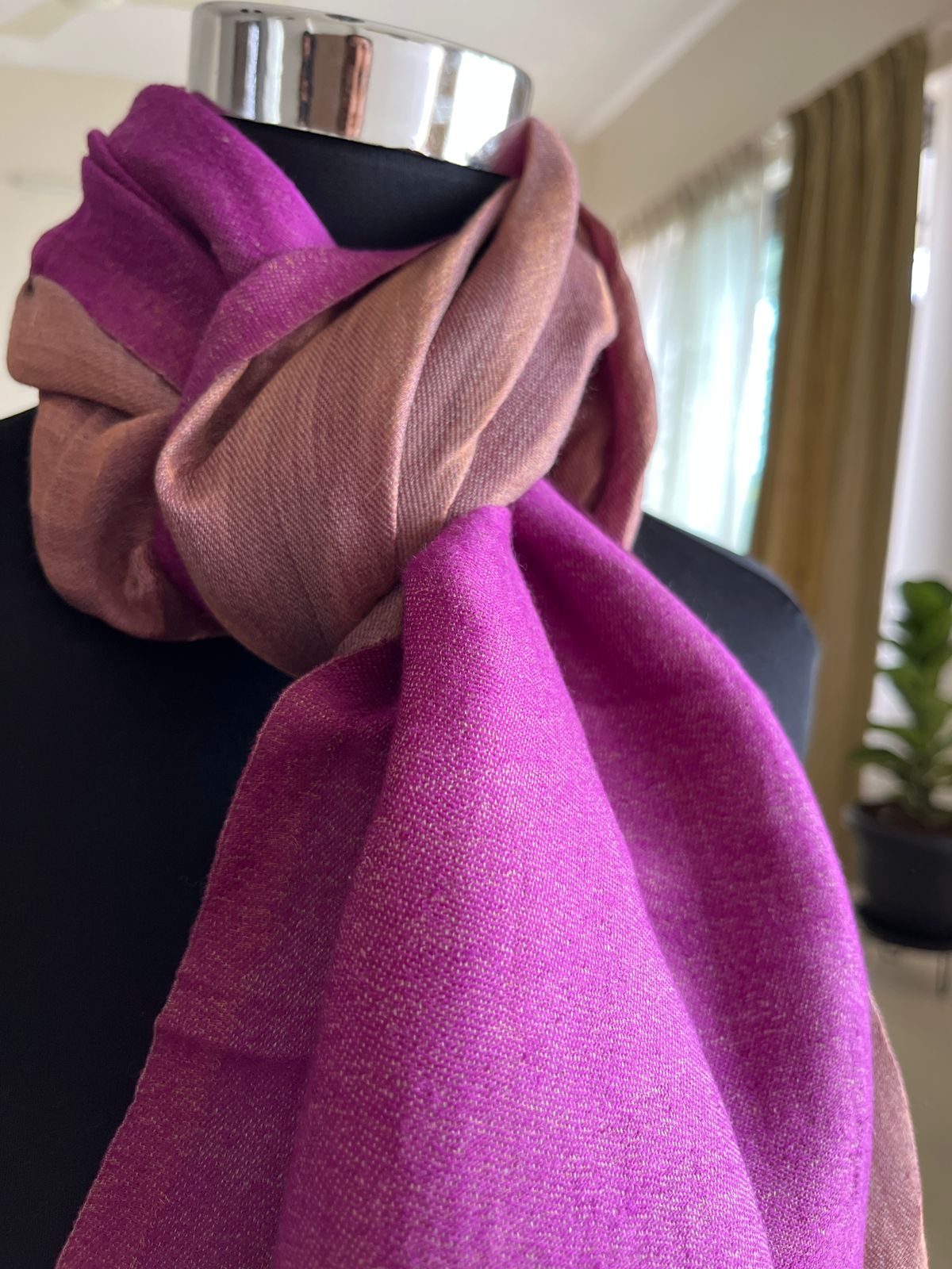 Pure wool handwoven dual shade reversible stoles