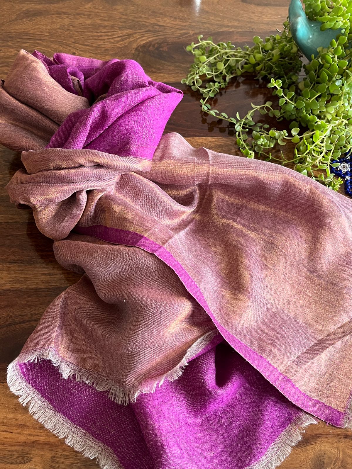 Pure wool handwoven dual shade reversible stoles