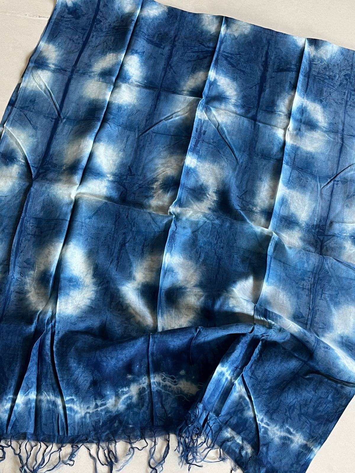Lightweight Pure Chanderi cotton Silk Shibori Dupatta done with Indigo dye