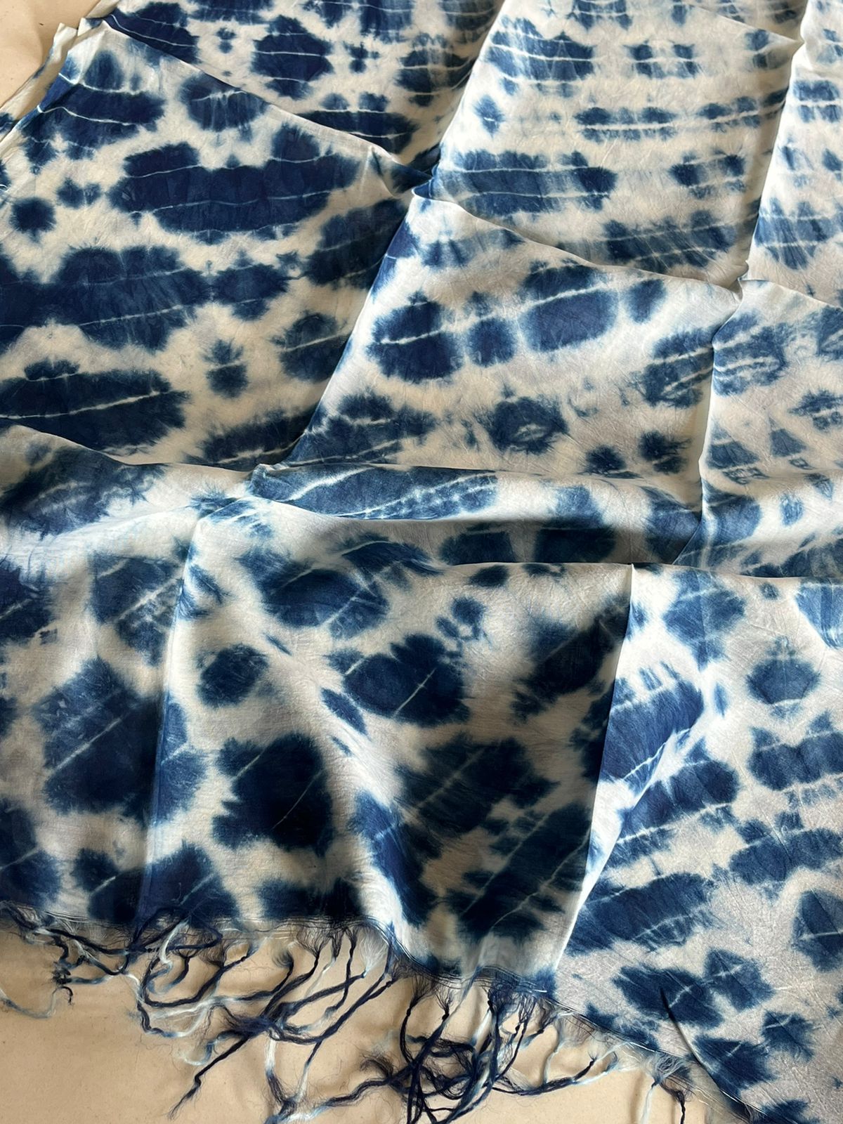 Lightweight Pure Chanderi cotton Silk Shibori Dupatta done with Indigo dye