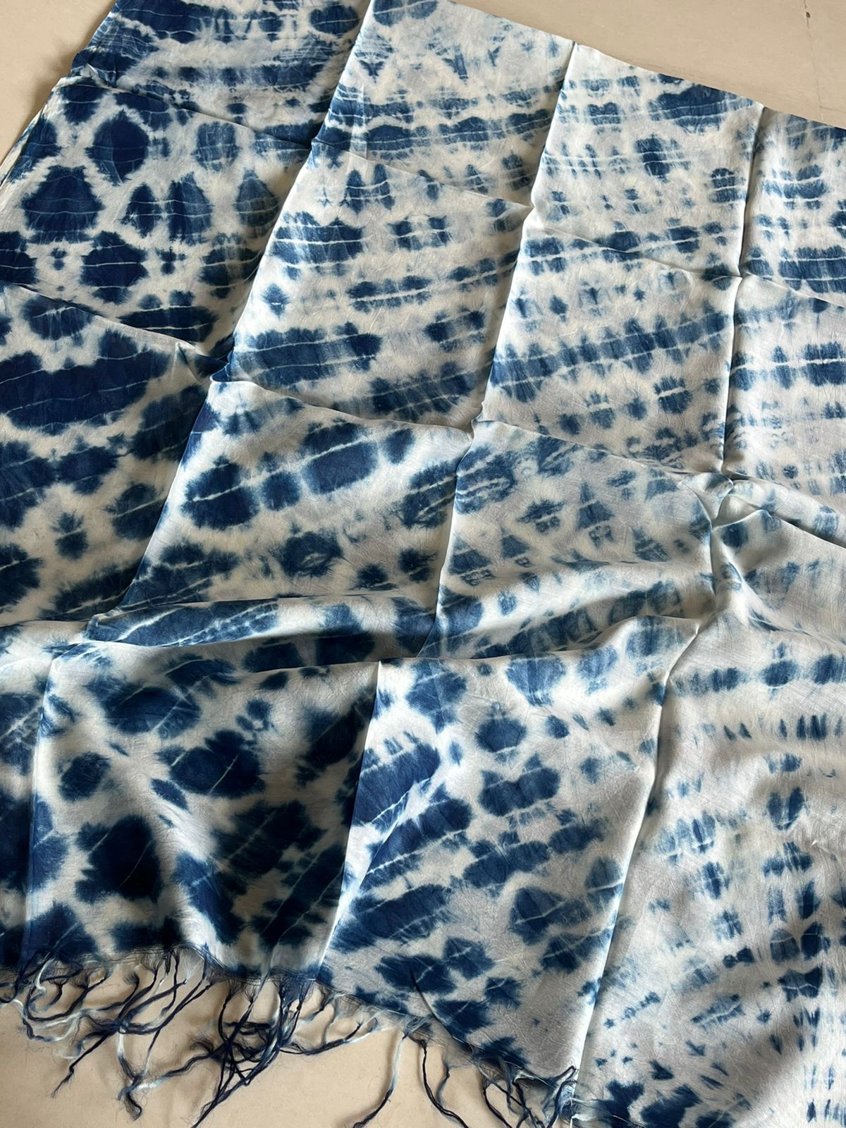 Lightweight Pure Chanderi cotton Silk Shibori Dupatta done with Indigo dye