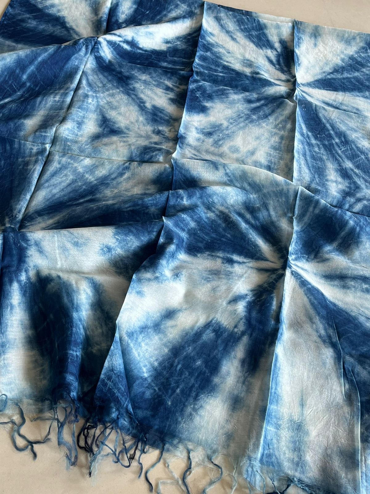Lightweight Pure Chanderi cotton Silk Shibori Dupatta done with Indigo dye