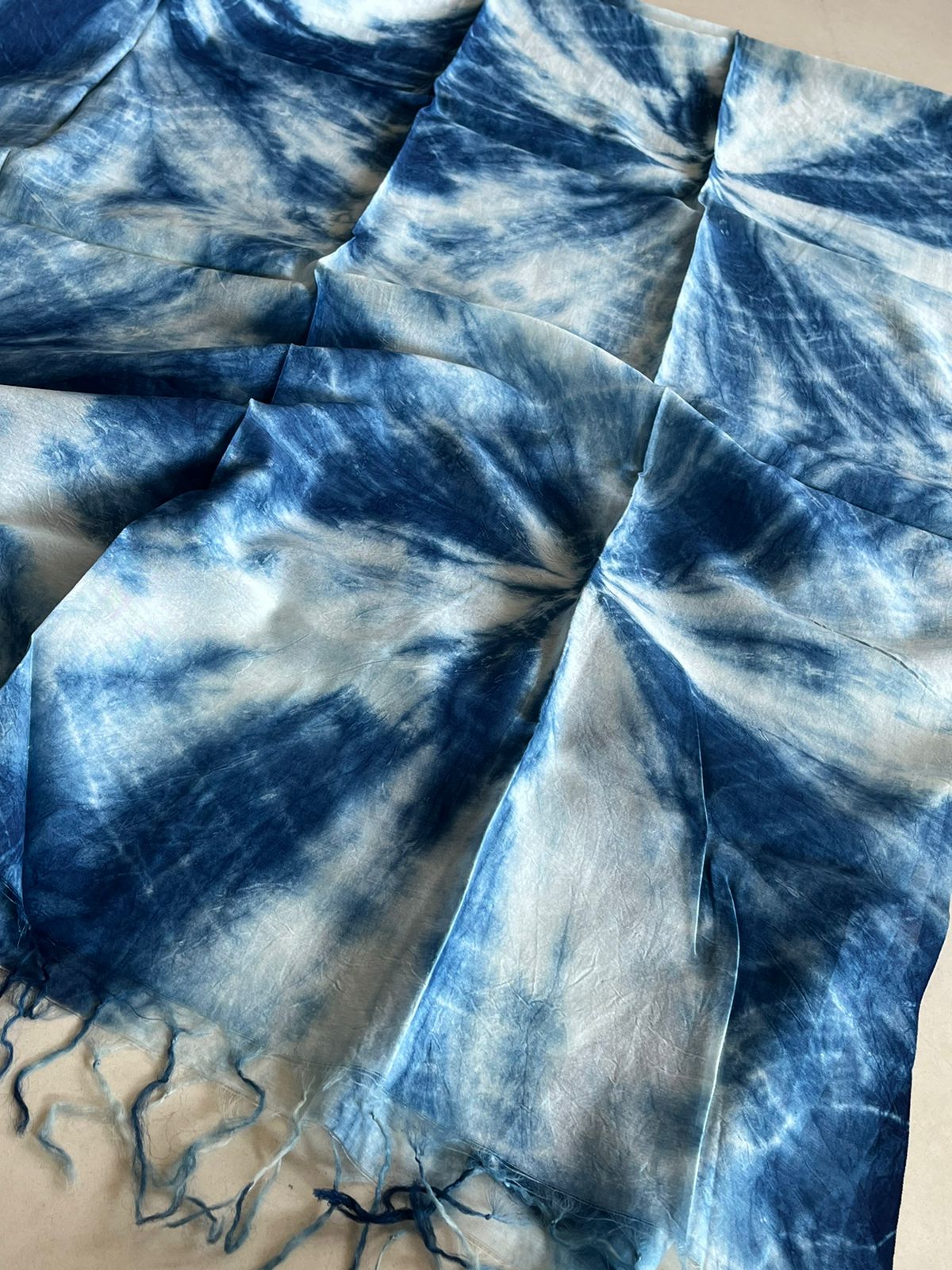 Lightweight Pure Chanderi cotton Silk Shibori Dupatta done with Indigo dye