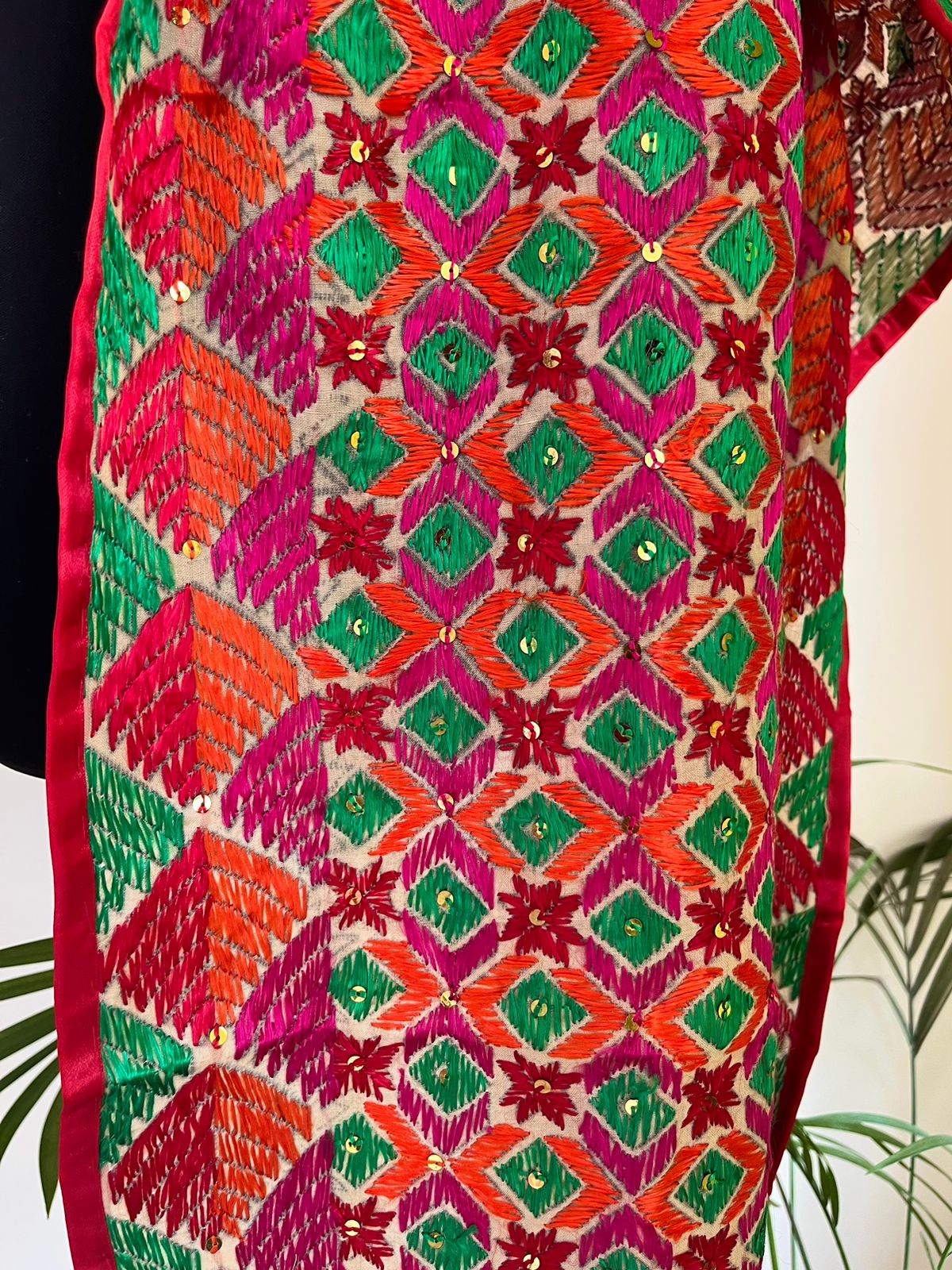 Handcrafted Phulkari Hand Embroidered Pure Khaddar cotton Stoles
