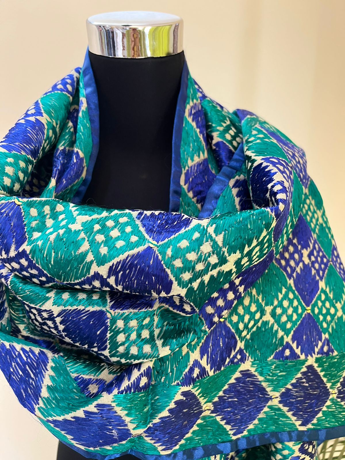 Handcrafted Phulkari Hand Embroidered Pure Khaddar cotton Stoles