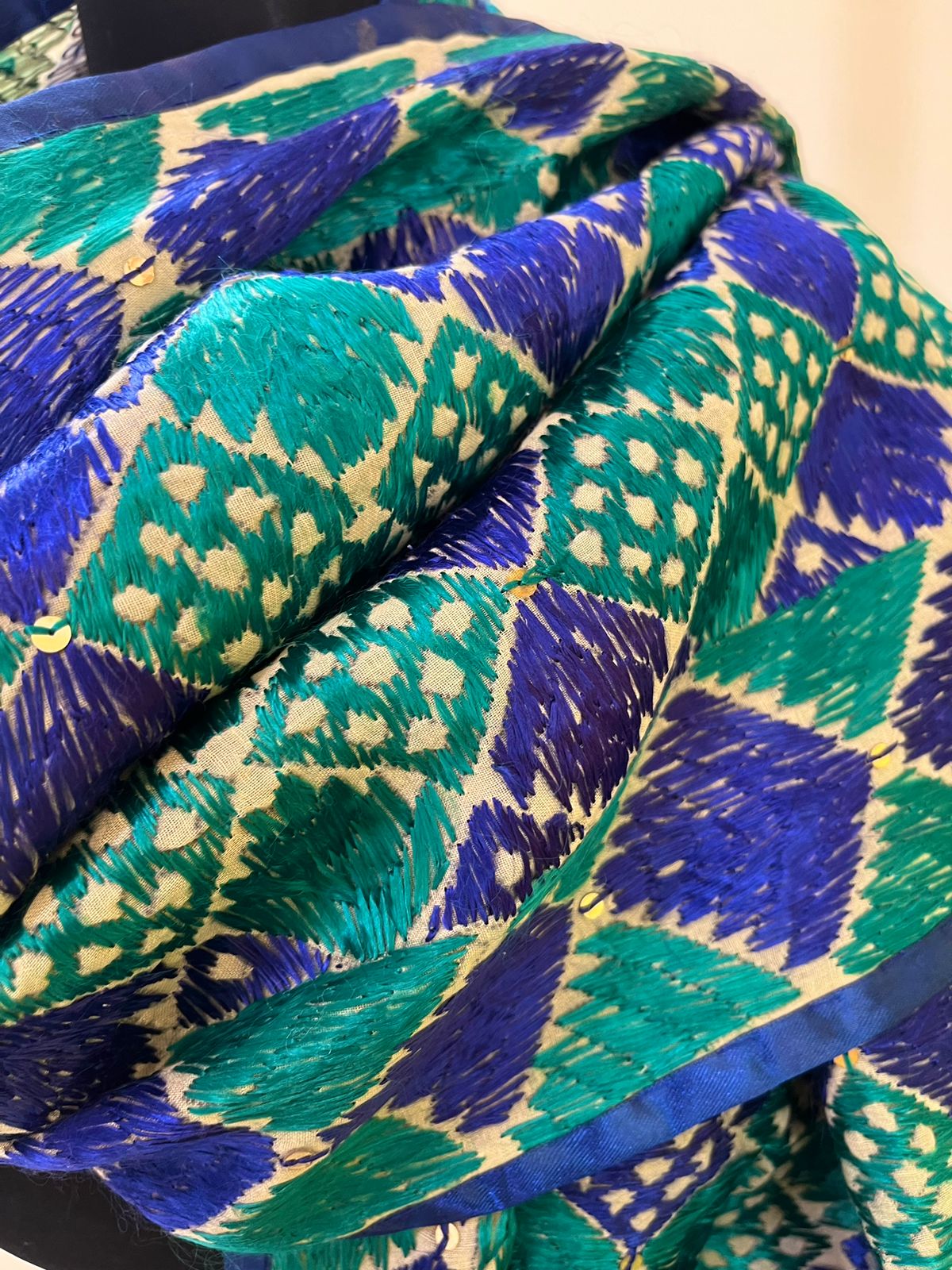 Handcrafted Phulkari Hand Embroidered Pure Khaddar cotton Stoles