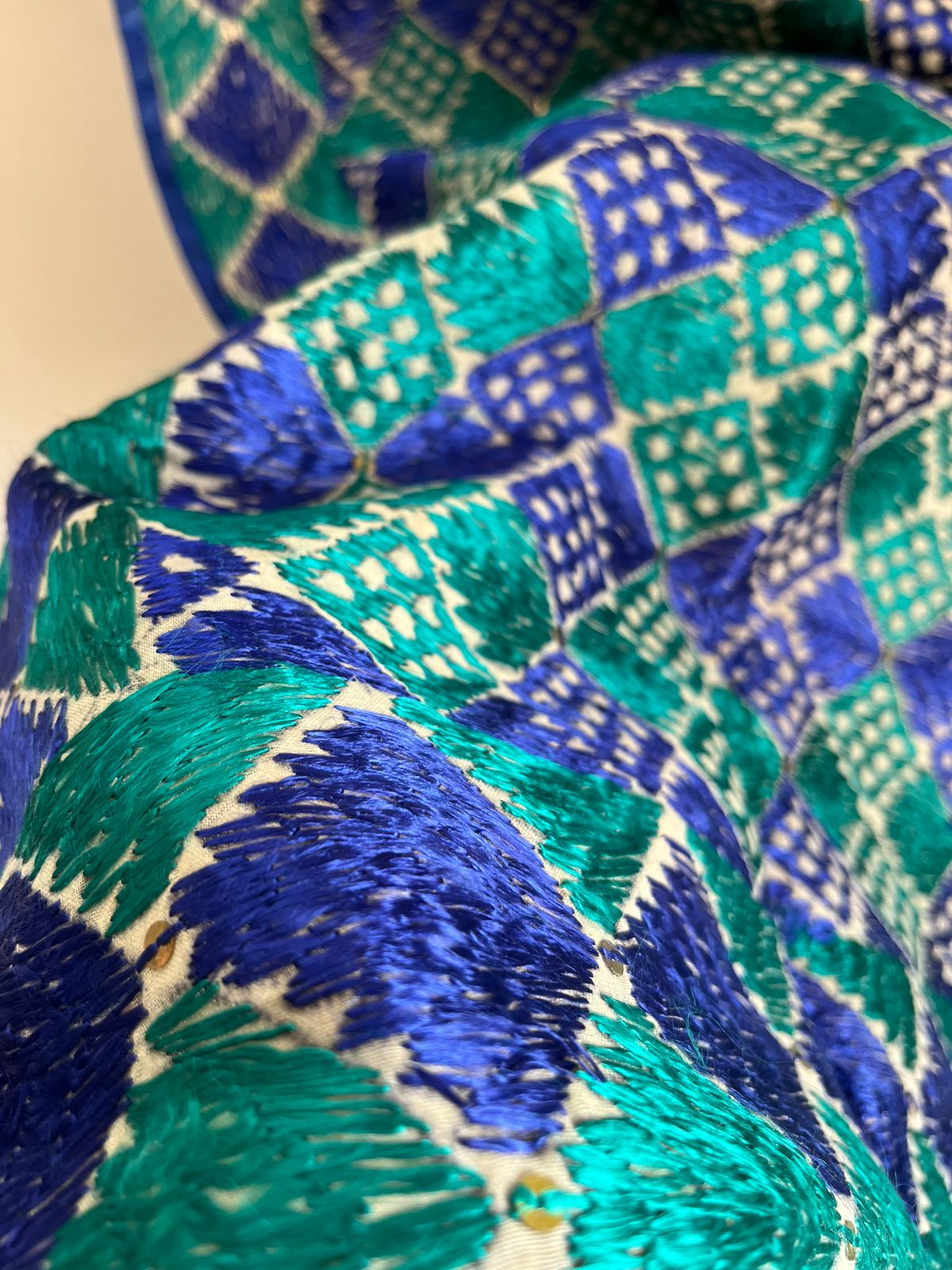 Handcrafted Phulkari Hand Embroidered Pure Khaddar cotton Stoles